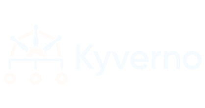Kyverno logo featuring a stylized drone with four propellers and the company name next to it.